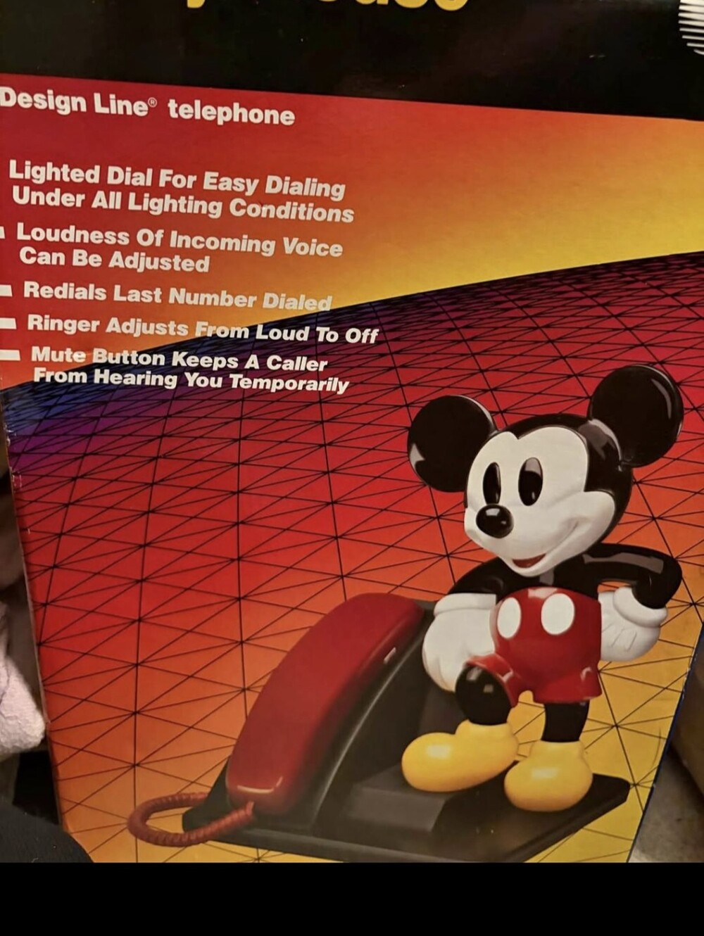 Disney Mickey Mouse Red Yellow Black Retro Telephone Wall Art